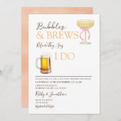 Bubbles and Brews Couples Wedding Shower 招待状 (正面/裏面)