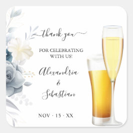 Bubbles and Brews Thank Youバラ結婚's スクエアシール
