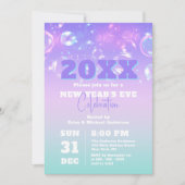 Bubbles and Lights Pastel Gradient New Year's Eve 招待状 (正面)