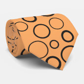 Bubbles and rings, black circles on orange ネクタイ (ロール)