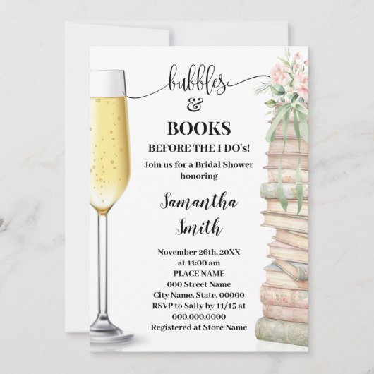 Bubbles & Books before I do Bridal Shower  招待状 (正面)