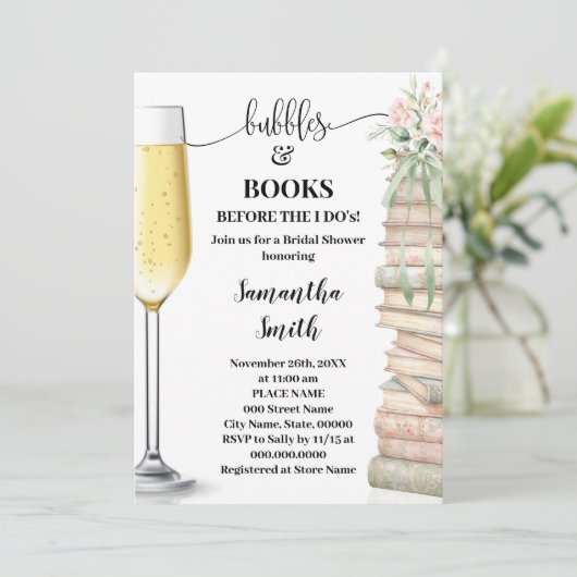Bubbles & Books before I do Bridal Shower  招待状 (スタンド正面)