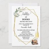 Bubbles & Books Before I Do Greenery Gold Shower 招待状 (正面)