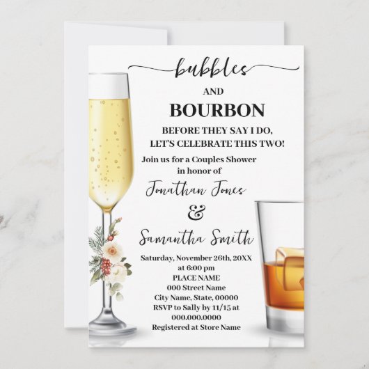 Bubbles & Bourbon Before I do Winter Shower 招待状 (正面)