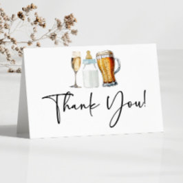 Bubbles Brews and Diapers Too! Baby Shower サンキューカード