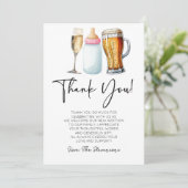 Bubbles Brews and Diapers Too! Baby Shower サンキューカード (スタンド正面)