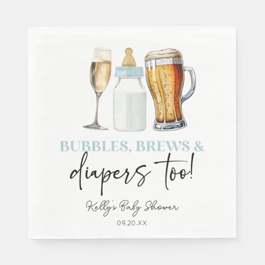 Bubbles Brews and Diapers Too! Baby Shower スタンダードランチョンナプキン (正面)