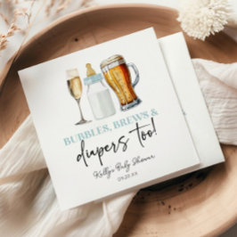 Bubbles Brews and Diapers Too! Baby Shower スタンダードランチョンナプキン