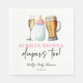 Bubbles Brews and Diapers Too! Baby Shower スタンダードランチョンナプキン (正面)