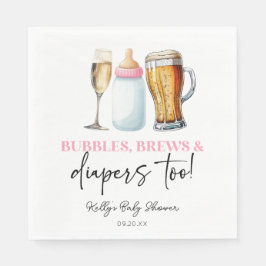 Bubbles Brews and Diapers Too! Baby Shower スタンダードランチョンナプキン