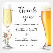 Bubbles & Brews Thank You Winter Wedding スクエアシール (正面)