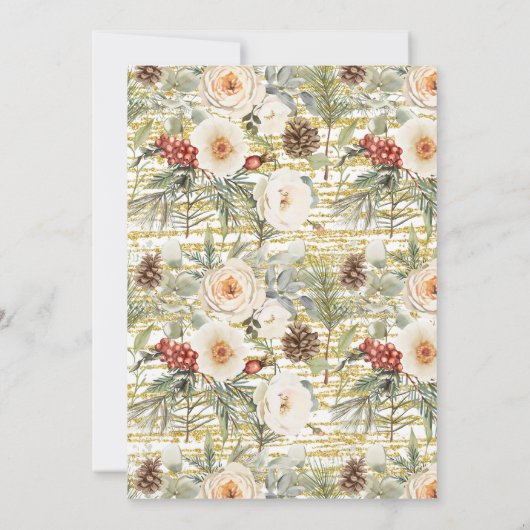 Bubbles Brunch & Bloom Bridal Shower Winter Floral 招待状 (裏面)