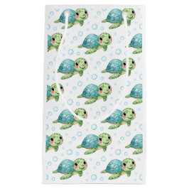 Bubbles & Fins Children's Birthday Turtle スモールペーパーバッグ