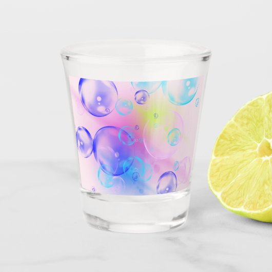 BUBBLES - Fractal Artカラフルの抽象芸術画像 –  ショットグラス (正面)