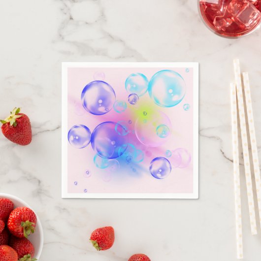 BUBBLES - Fractal Artカラフルの抽象芸術画像 – スタンダードカクテルナプキン (インサイチュ)