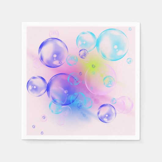 BUBBLES - Fractal Artカラフルの抽象芸術画像 –  スタンダードカクテルナプキン (正面)