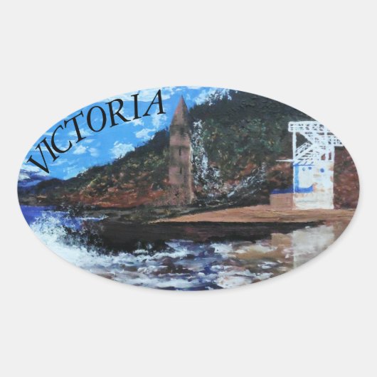 Bubblespacific bumper stickers、ビクトリアビーチソL 楕円形シール (正面)
