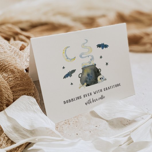 Bubbling Over With Gratitude Halloween Baby Shower サンキューカード