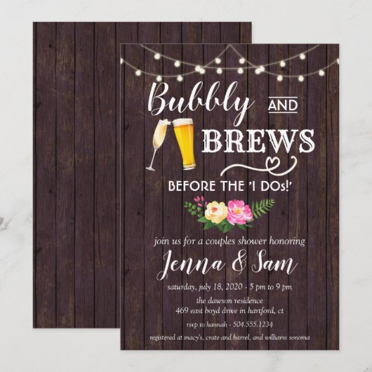 BubblyとBrewsの招待状、BubblesとBrews 招待状 (正面/裏面)