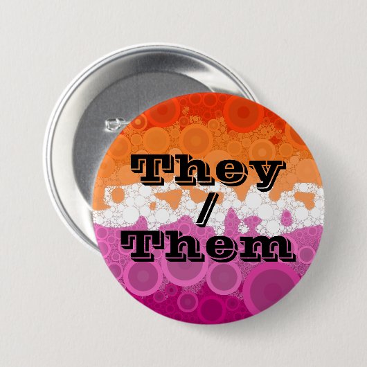 Bubblyカスタマイズ可能な代名詞レズビアンプライドフラグ 缶バッジ (正面&裏面)