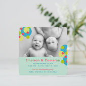 Bubbly Circlesベビーツインズ写真誕生のお知らせ 案内状 (スタンド正面)