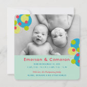 Bubbly Circlesベビーツインズ写真誕生のお知らせ 案内状 (正面)