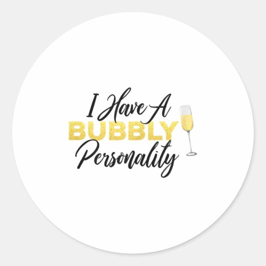 Bubbly Ity _ Champagne_wine Lover Quote ラウンドシール (正面)