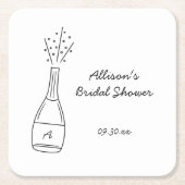 Bubbly Popping Champagne Bottle Bridal Shower スクエアペーパーコースター (正面)