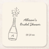 Bubbly Popping Champagne Bottle Bridal Shower スクエアペーパーコースター (正面)