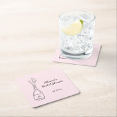 Bubbly Popping Champagne Bottle Bridal Shower スクエアペーパーコースター (インサイチュ)