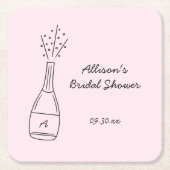 Bubbly Popping Champagne Bottle Bridal Shower スクエアペーパーコースター (正面)