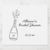 Bubbly Popping Champagne Bottle Bridal Shower スパークリングワインラベル (シングルラベル)