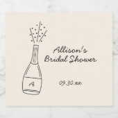 Bubbly Popping Champagne Bottle Bridal Shower スパークリングワインラベル (シングルラベル)