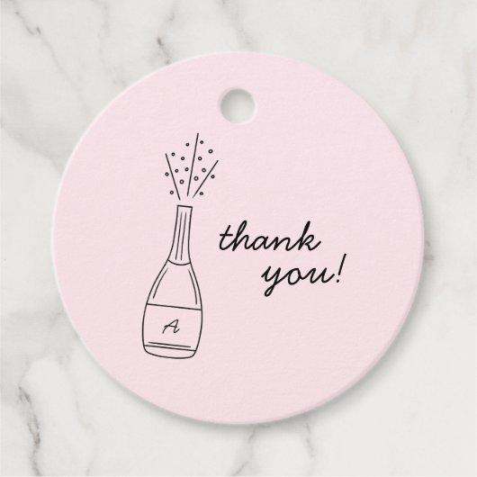 Bubbly Popping Champagne Bottle Bridal Shower フェイバータグ (正面)