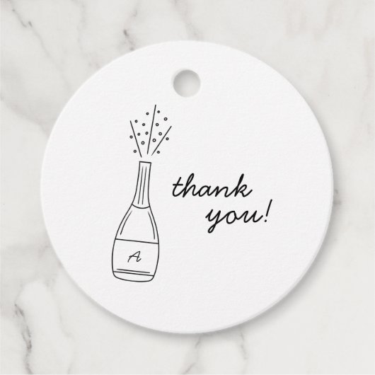 Bubbly Popping Champagne Bottle Bridal Shower フェイバータグ (正面)