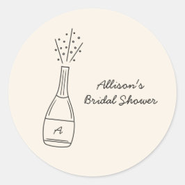 Bubbly Popping Champagne Bottle Bridal Shower ラウンドシール