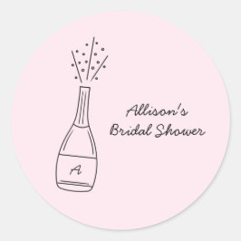 Bubbly Popping Champagne Bottle Bridal Shower ラウンドシール