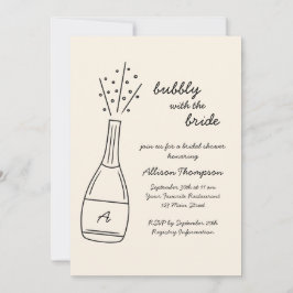Bubbly Popping Champagne Bottle Bridal Shower 招待状
