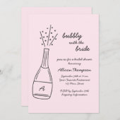 Bubbly Popping Champagne Bottle Bridal Shower 招待状 (正面/裏面)