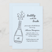 Bubbly Popping Champagne Bottle Bridal Shower 招待状 (正面/裏面)
