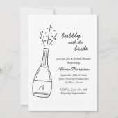 Bubbly Popping Champagne Bottle Bridal Shower 招待状 (正面)