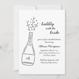 Bubbly Popping Champagne Bottle Bridal Shower 招待状