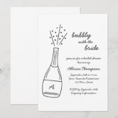 Bubbly Popping Champagne Bottle Bridal Shower 招待状 (正面/裏面)