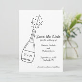 Bubbly Popping Champagne Bottle Save the Date 招待状 (スタンド正面)