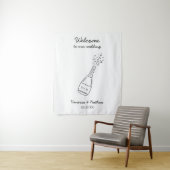 Bubbly Popping Champagne Bottle Wedding Welcome タペストリー (インサイチュ)