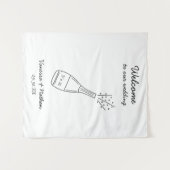 Bubbly Popping Champagne Bottle Wedding Welcome タペストリー (正面(横))