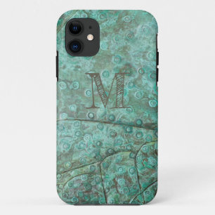 Bubbly Verdigris Bronzeモカスタムノグラム iPhone 11 ケース