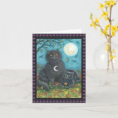 BUBO/PYEWACKET黒猫ハロウィンのメッセージカードのブランク カード (黄色い花)