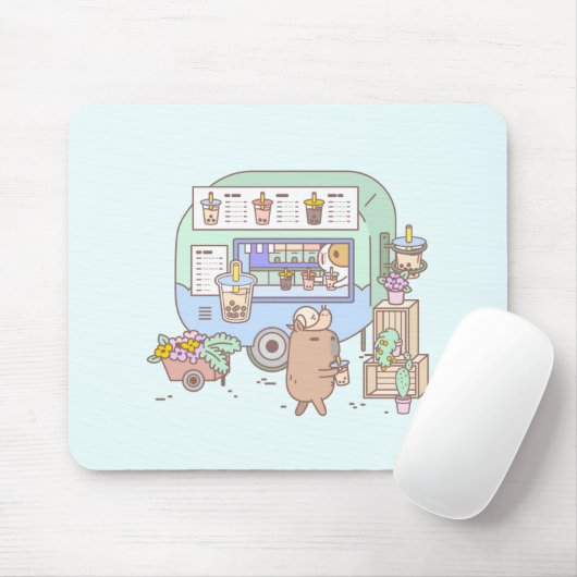 Bubu and Moonch, Guinea pig Bubble Tea Vendor マウスパッド (マウス)