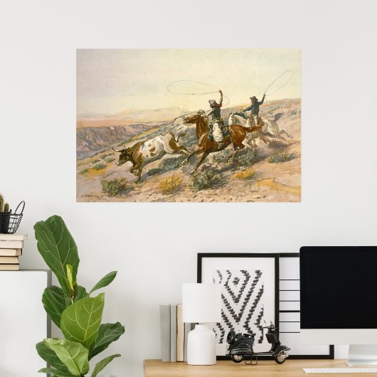 Buccaroos by Charles Marion Russell ポスター (ホームオフィス)